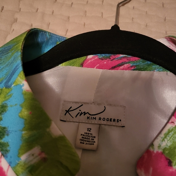Kim Roger's Size 12 Womens Open Front Lined Floral Spring Casual Jacket - Picture 6 of 10